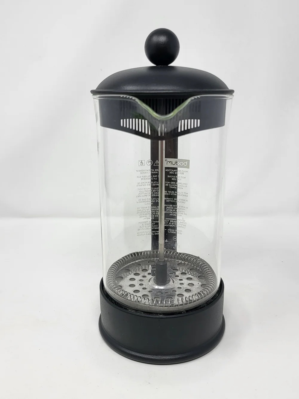 Bodum Black French Press Coffee Maker with Clear Glass Carafe